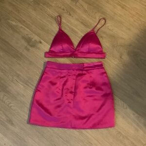 3 Piece Chic Pink Satin Set